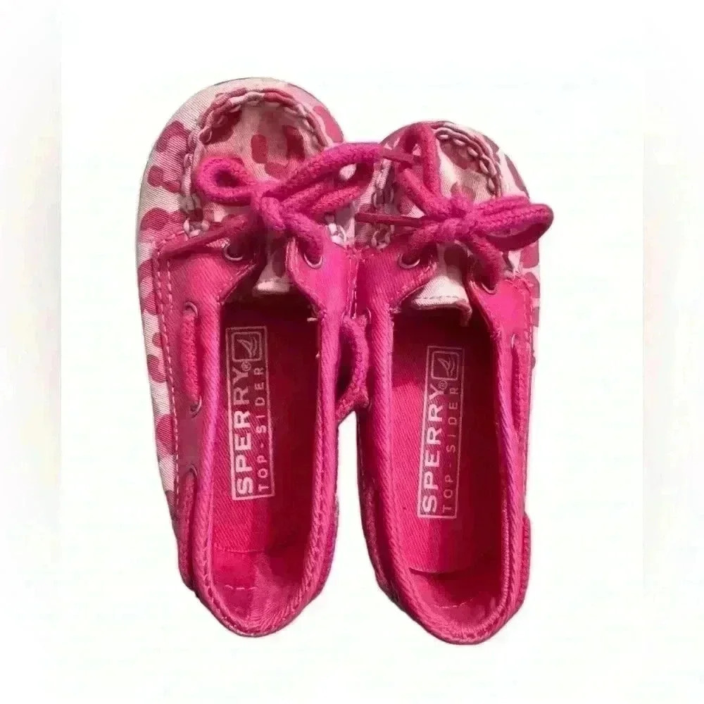 Sperry Top-Sider Shoes pink cheetah print sz 4 ifs13